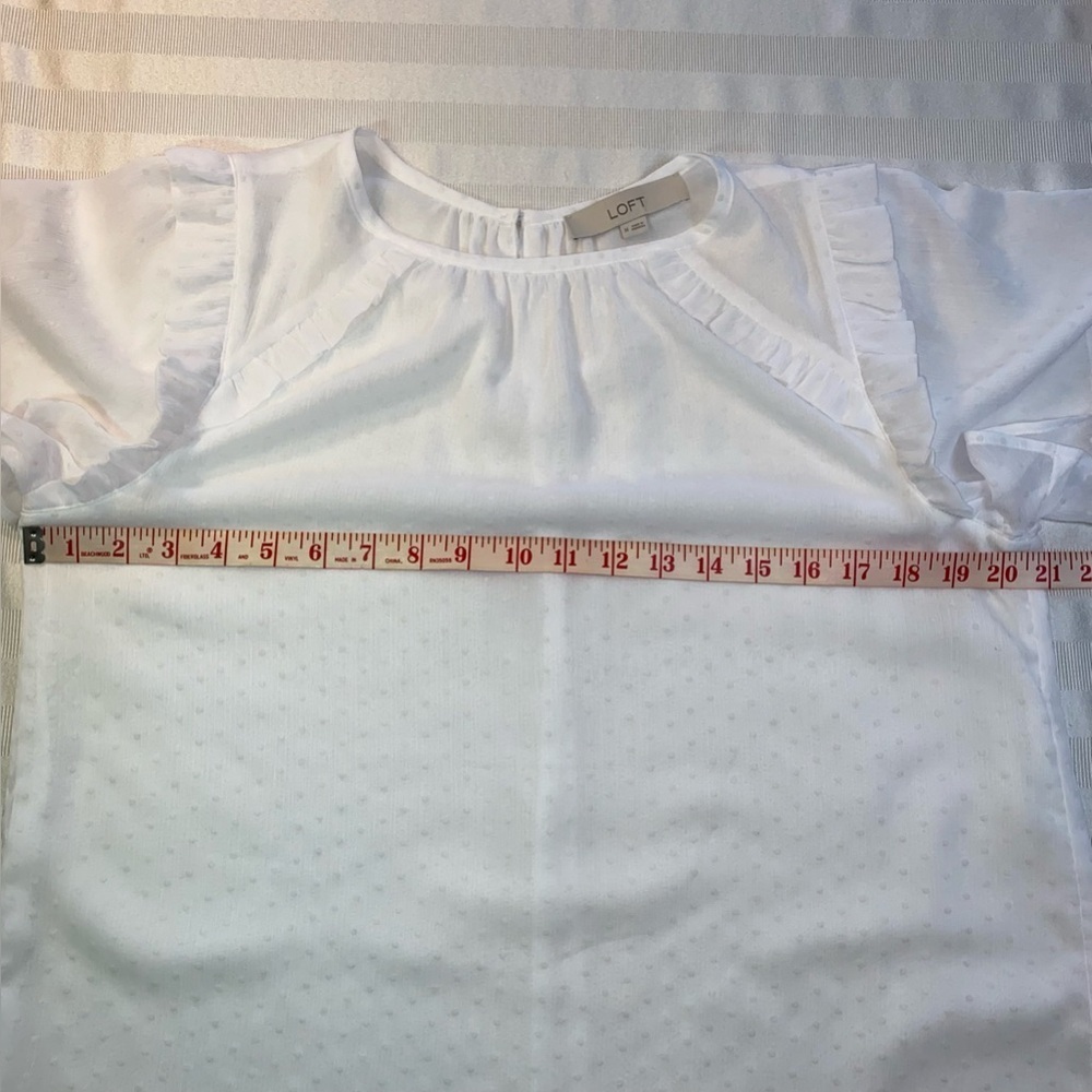 Loft Elegant White Ruffle Sleeve Sheer Dotted Swiss Top w/ Camisole Sz Medium - Picture 4 of 11